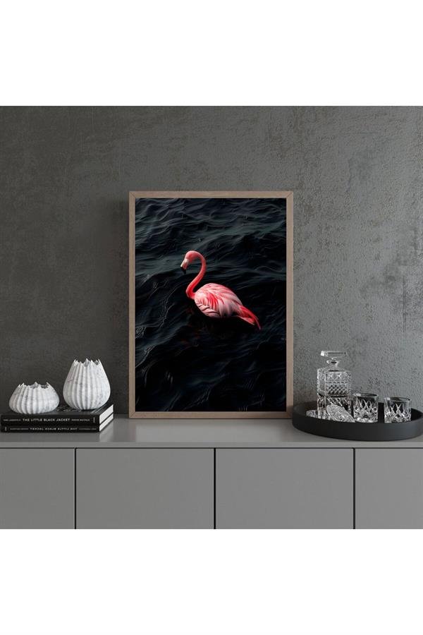 Karanlık Deniz Üzerinde Flamingo Kanvas Tablo